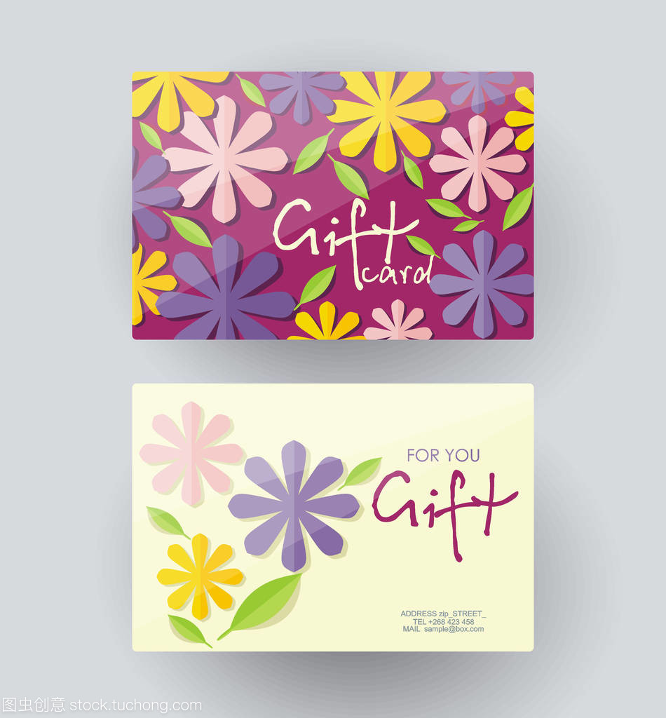 禮品卡設計模板與花卉裝飾的完美結合